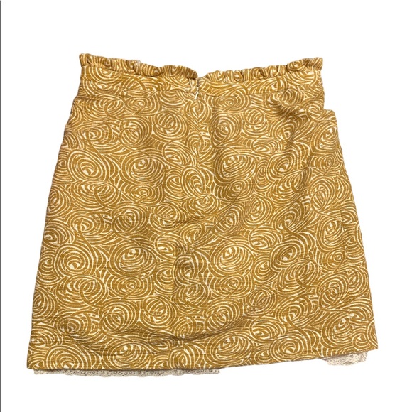 Anthropologie Elevenses Knee Length Yellow Swirl Patterned Skirt Size 12 - Picture 8 of 9